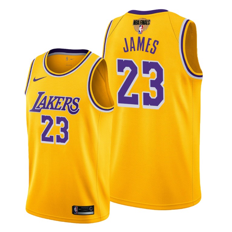 Men's Los Angeles Lakers #23 LeBron James Gold 2020 Finals Bound Icon Edition Stitched Jersey Men's Los Angeles Lakers #23 LeBron James Gold 2020 Finals Bound Icon Edition Stitched Jersey